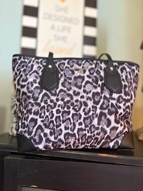 Michael Kors Black and Gray Leopard-Print Tote